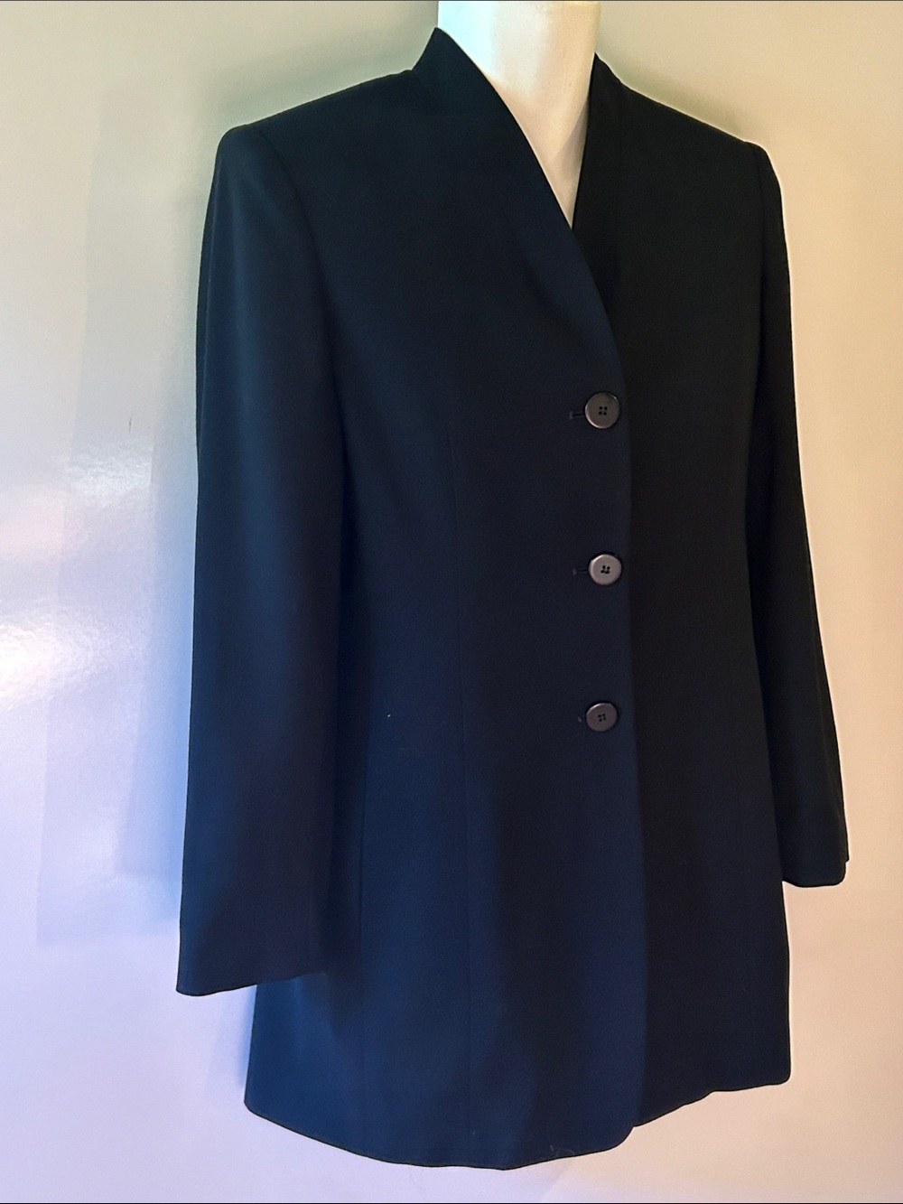 Jones New York Wool Black Longline Blazer/Jacket Minimalist Career Staple